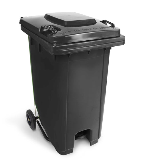 Contenedor de basura con pedal central 240 litros.