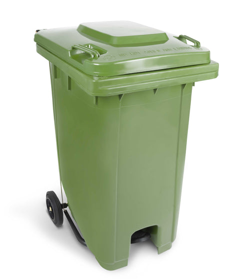Contenedor de basura con pedal central 240 litros.