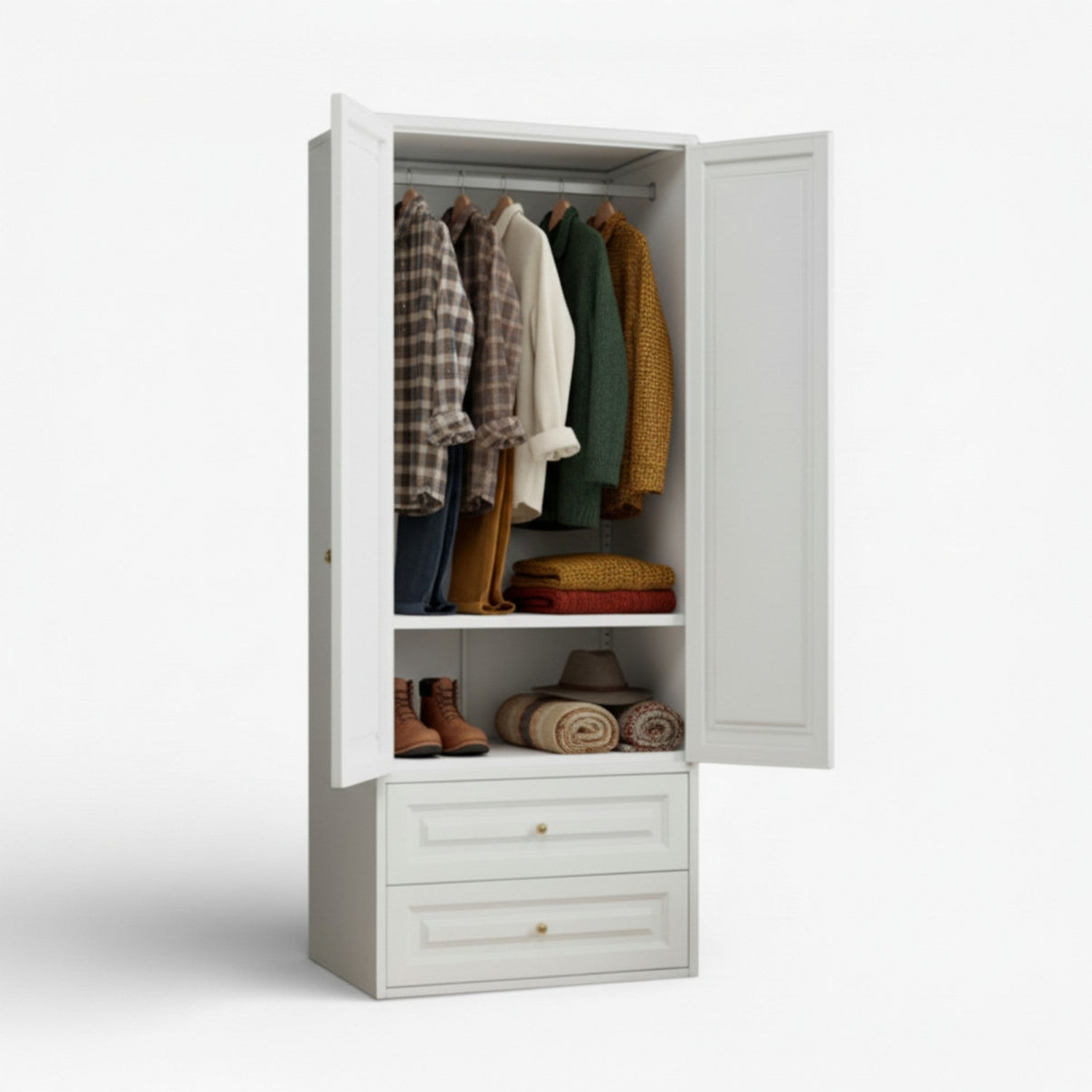 Closet metálico 2 puertas 2 cajones línea white BC-13