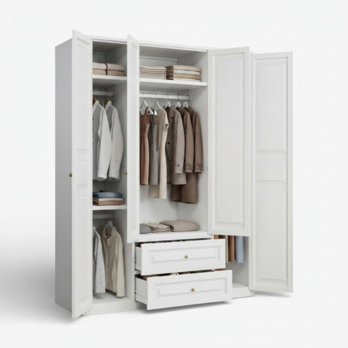 Closet metálico 4 puertas 2 cajones línea white BC-14