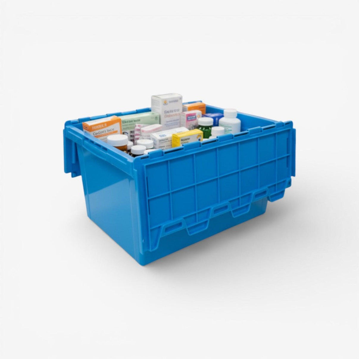 Cajas plásticas logísticas 56 lts azul.