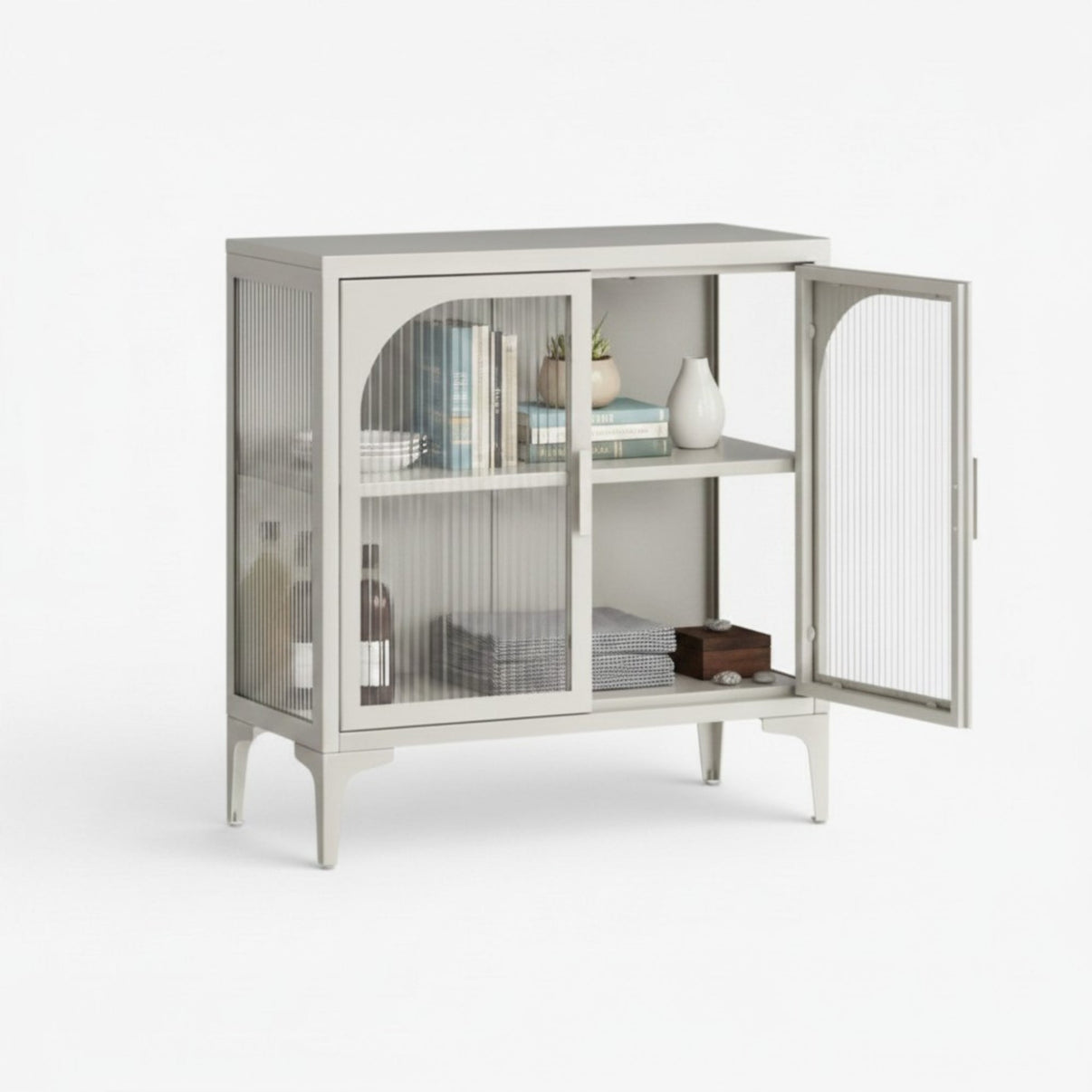 Vitrina baja 2 puertas 2 niveles línea Cream GS-YW2-800