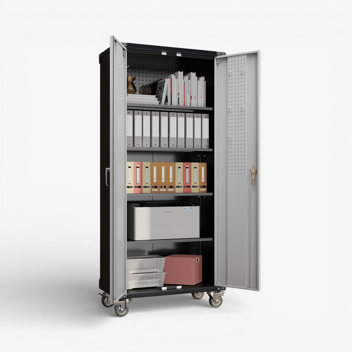 Gabinete metálico alto 5 niveles accs. panel de herramienta - black & gray TC-02.