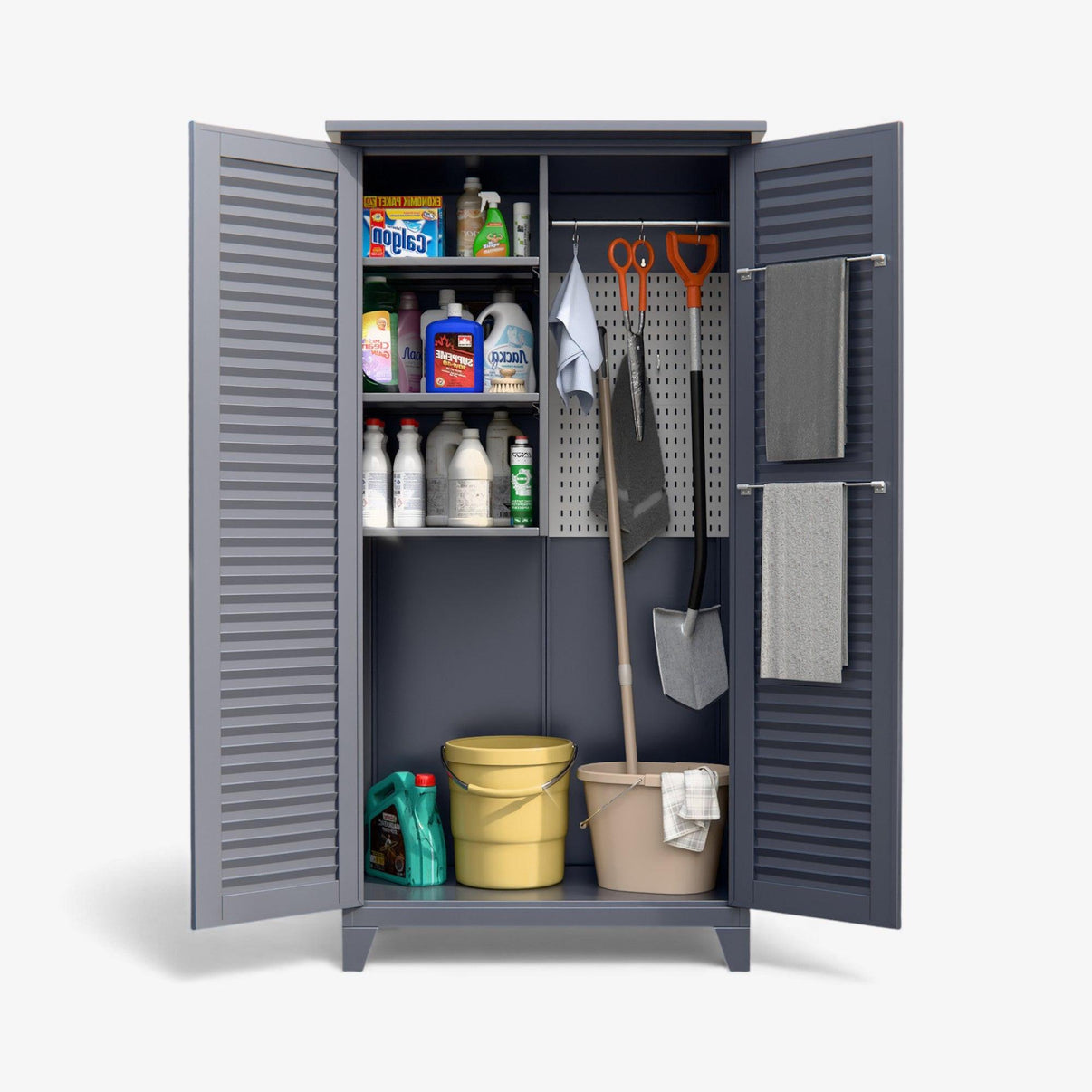 Gabinete exterior 3 separaciones, barra y tablero para colgar 185x90x50 cm - OCC-3.