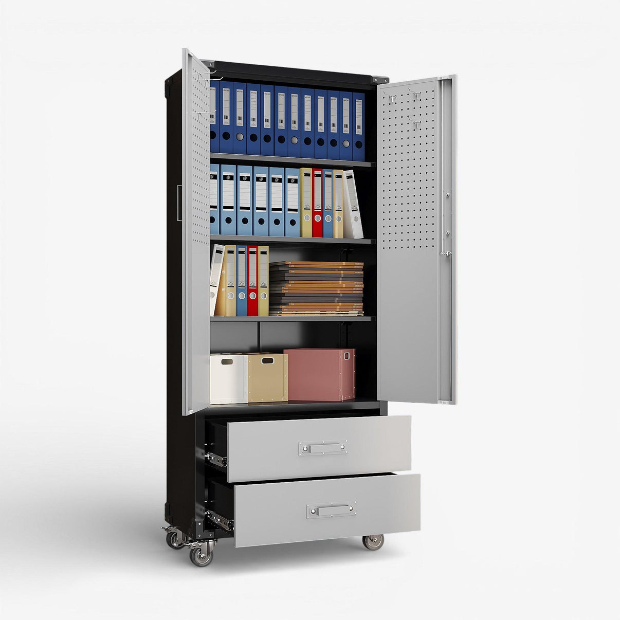 Gabinete metalico dos puertas dos cajones - black & gray TC-03.