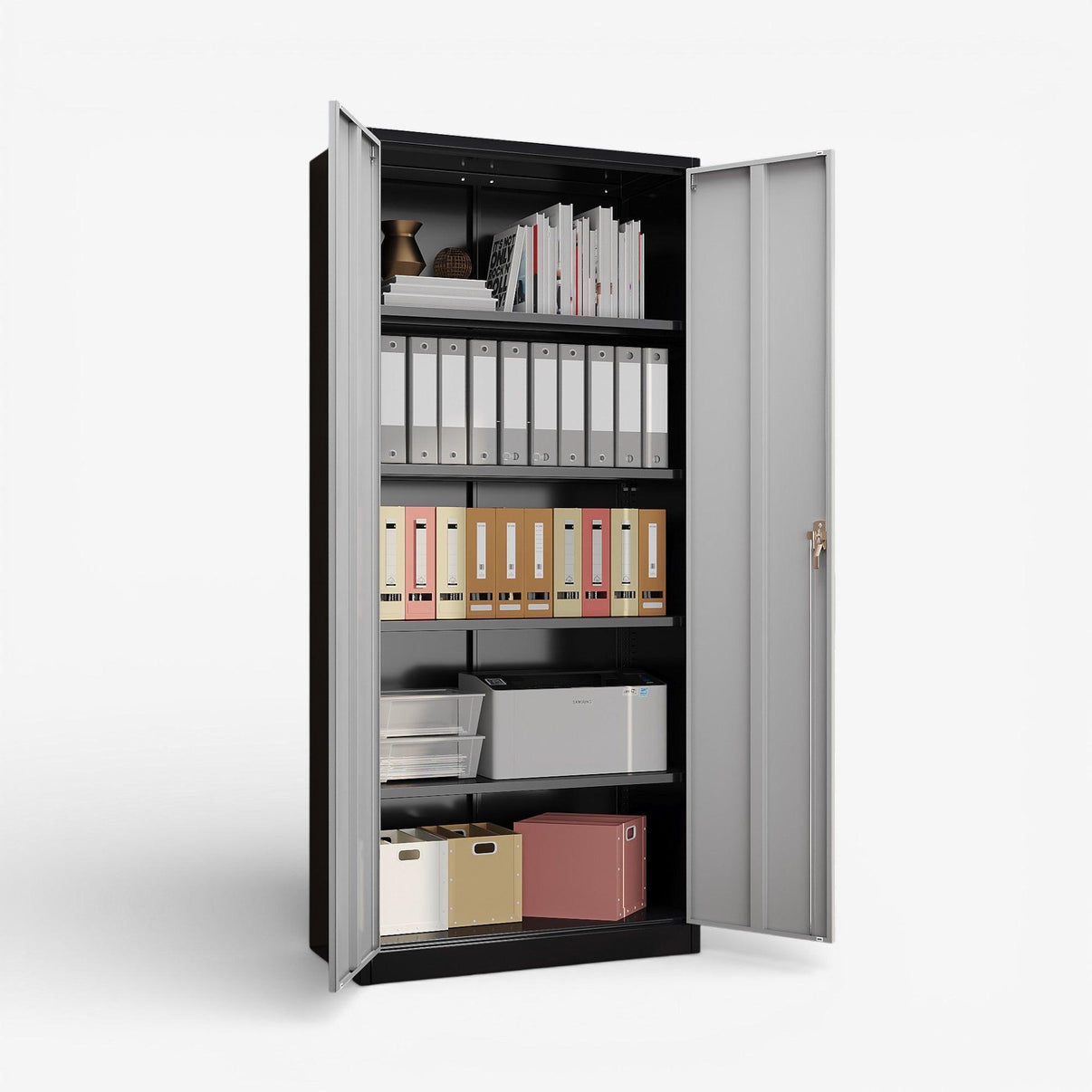 Gabinete metálico 2 puertas con separacion - black & gray FC-04.