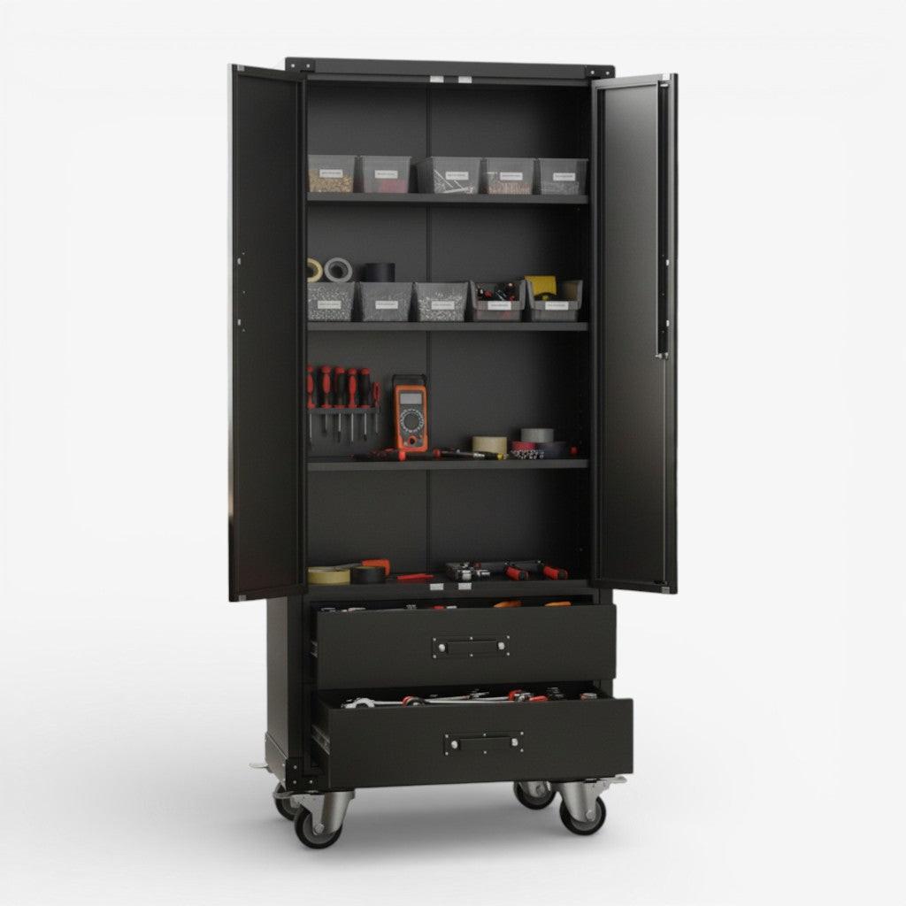 Gabinete metalico alto dos puertas dos cajones - black TC-03.