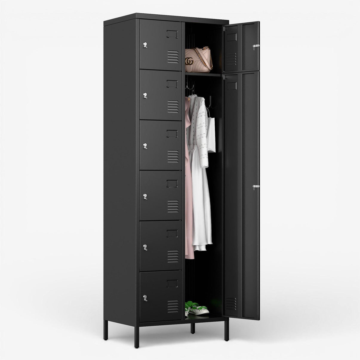 Casillero locker metálico alto 7+1 puertas - 8DPL-BLACK.