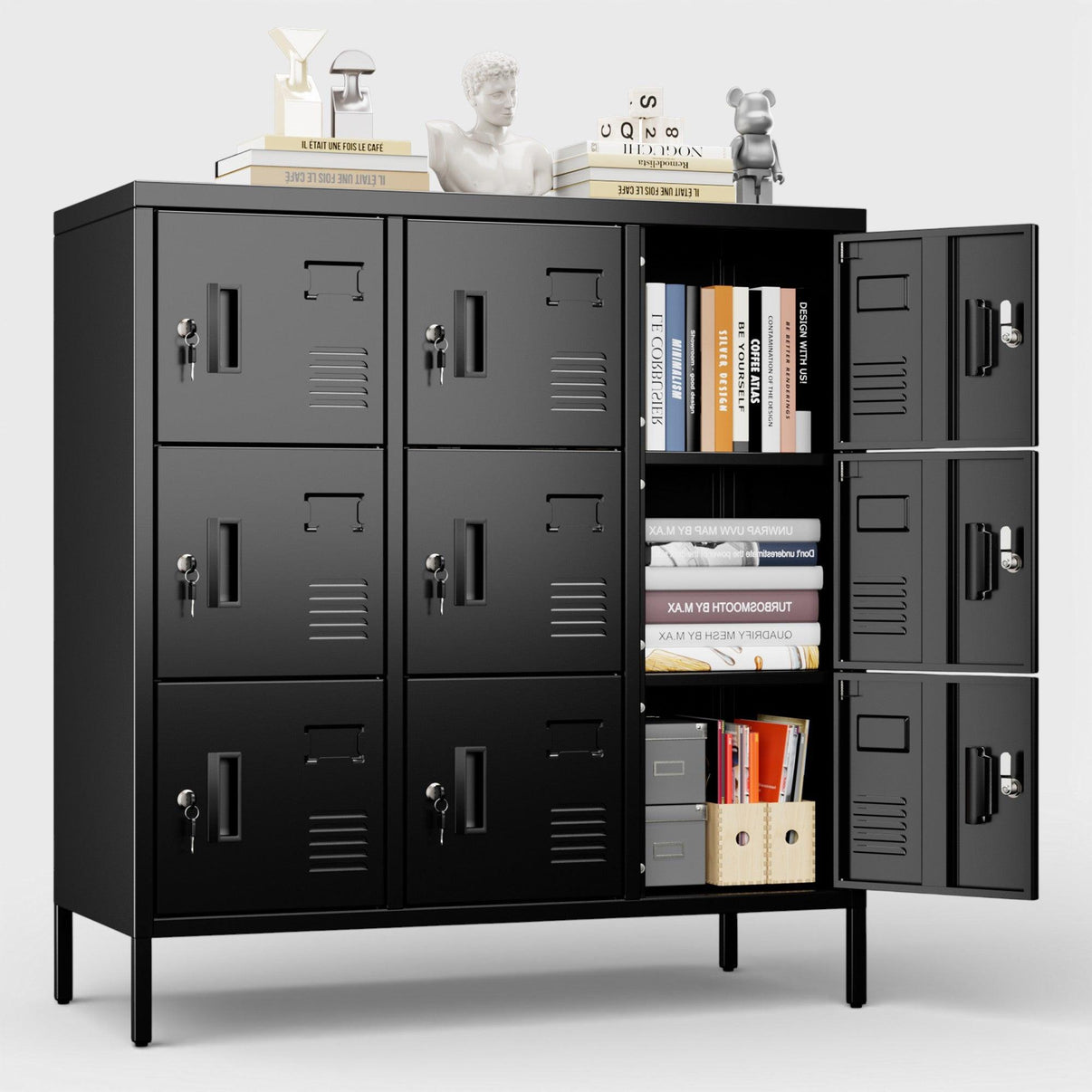 Casillero locker metálico bajo 9 puertas - 9DKL.