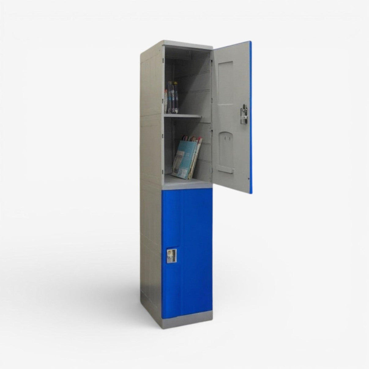 Casillero locker plástico 1 cuerpo y 2 puertas azul.