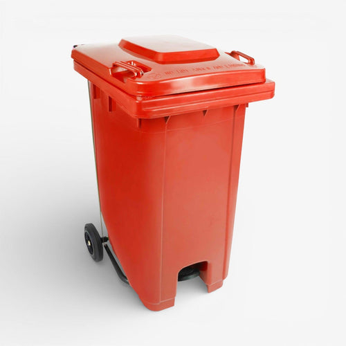 Contenedor de basura con pedal central 120 litros.