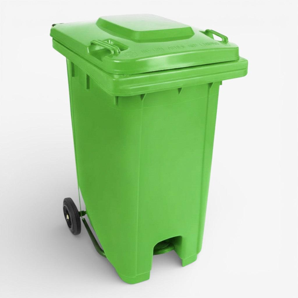 Contenedor de basura con pedal central 120 litros.