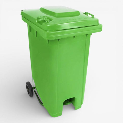 Contenedor de basura con pedal central 120 litros.