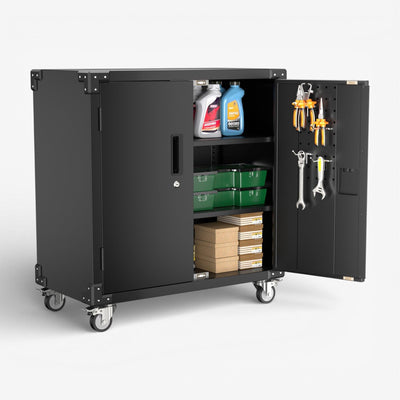 Gabinete Metálico de Herramientas 2 puertas con ruedas - black TC-12.