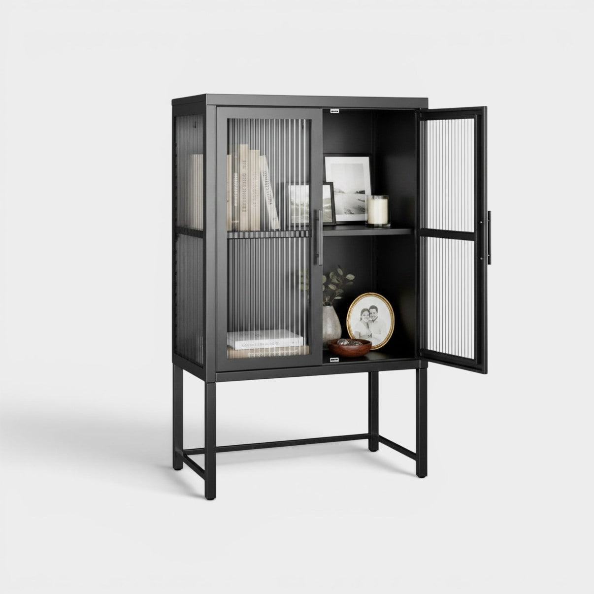 Vitrina baja 2 puertas 2 niveles línea Black SC-DC-F002