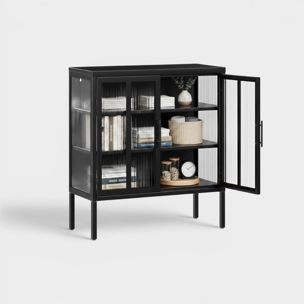 Vitrina baja 2 puertas 3 niveles línea Black SC-DC-F006