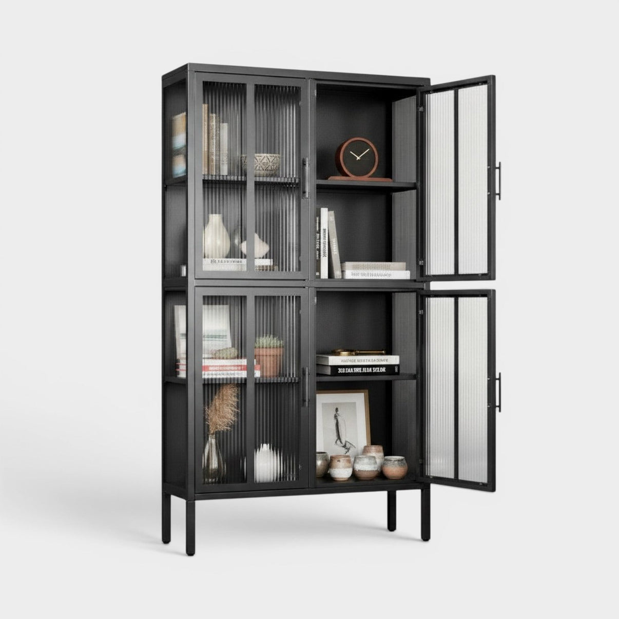 Vitrina alta 4 puertas 4 niveles línea Black modelo ancho SC-DC-F008